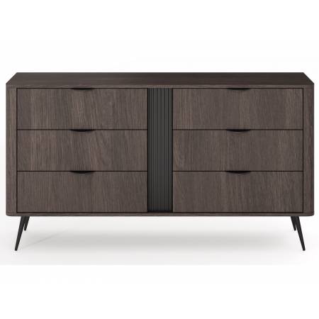 Komoda z szufladami 160 cm ryflowana listwa VIRGO dąb dunin + czarny